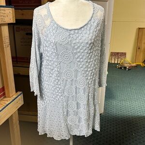 Alstyle Sky Blue Textured Fabric Tunic